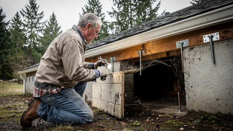 Foundation bolting along a sill plate in Fircrest, WA